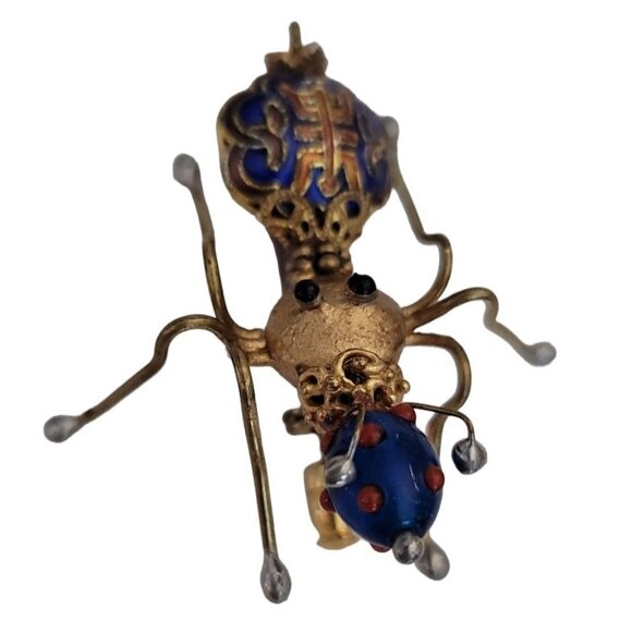 Cloisonne Enamel, Glass Bead Asian Style Bug Brooch, M859 - Picture 3 of 7